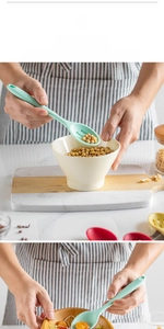 Minzgrünes Silikonlöffel- und Schaumlöffel-Set mit flexiblen Köpfen für die Küche