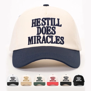 Baseball Cap Color-Block 3D Letter Embroidery He Still Does Miracles Adjustable Outdoor Sun Shade Hat Casual