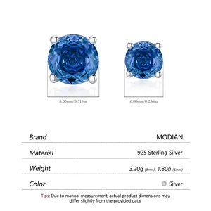 S925 sterling silver royal blue rose cut earrings in 8mm and 6mm stud sizes