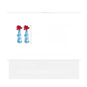 Detailed specs of floral bead fringe earrings showing 13.3x4.3cm size and alloy material