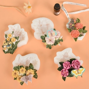 3D Silikonform mit Blumen- und Schmetterlingsmuster für DIY Aromasteine und Kerzen