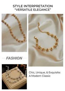 Detail of industrial style knotted chain necklace and bracelet in gold and silver finish