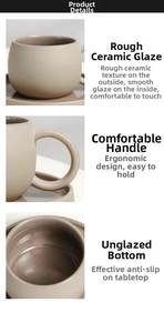 Dettaglio tazza in gres opaco con manico ergonomico e base inferiore antiscivolo