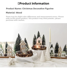 Luminous wooden Christmas house and tree table ornaments for festive scene decoration
