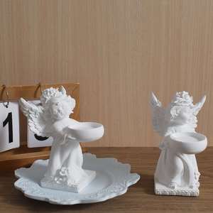 Nordic vintage angel candle holder silicone mold for DIY wing garland plaster candle base