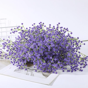 Lush purple artificial baby's breath flower bouquet for home and wedding decor