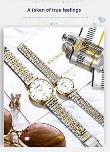 Matching pair of CHENXI quartz watches with two-tone steel bands and white minimalist dials