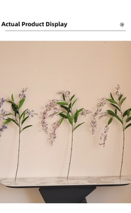 Detailed view of long weeping jasmine artificial branches in blue, pink, and white colors