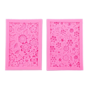 Molde de silicona rosa con intrincados relieves florales para decoración de pasteles y DIY