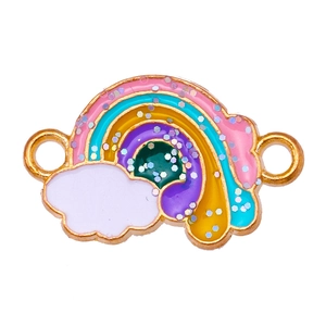 Macro de breloques nuage arc-en-ciel scintillantes en alliage doré pour bijoux DIY
