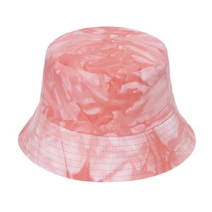 Wende-Anglerhut mit rosa-weißem Batikmuster und verstärkter Krempe aus Baumwolle