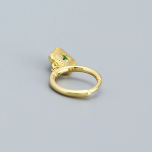 925 silver gold hoop earrings with green star square pendant and hallmark detail