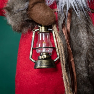Vintage style standing Santa Claus figurine with decorative lantern Christmas ornament