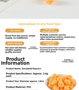 Vue détaillée du pop-corn de simulation en PVC avec un diamètre de 1,8 cm et 3,6 g