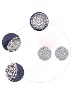 Macro shot of 925 sterling silver round stud earrings with 5A cubic zirconia stones