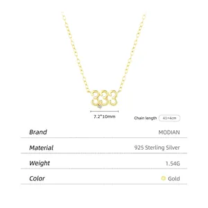 925 Sterling silver lucky number 333 necklace for women with adjustable chain