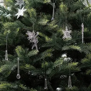 Set di decorazioni natalizie in acrilico con fiocchi di neve e ghiaccioli sull'albero