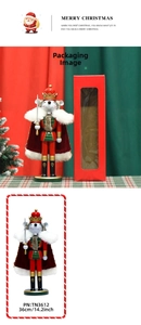 36cm Christmas mouse nutcracker king figure in red velvet cape with gift box packaging