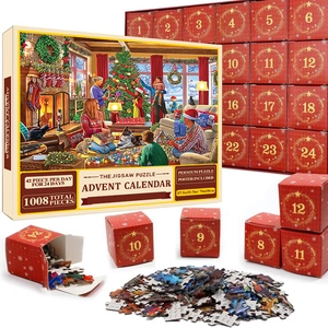 Calendrier de l'Avent puzzle de Noël 1008 pièces avec 24 boîtes de compte à rebours