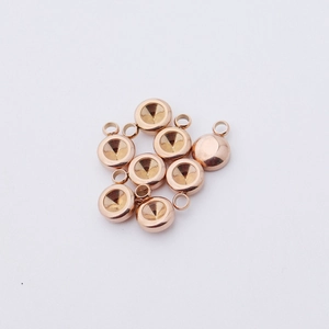 Rose gold stainless steel round charm settings for DIY birthstone jewelry making