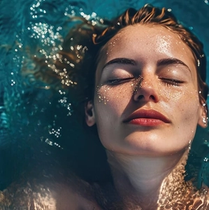 Waterproof gold star face tattoo stickers for makeup on model underwater