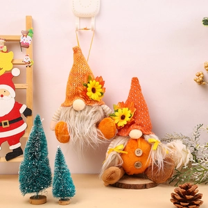 Lot de nains en peluche d'automne avec chapeaux tricotés tournesol pour décoration de fête