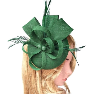 Vintage Fascinator Hat With Sinamay Mesh Netting And Feather Elegant Hair Clip For Wedding Tea Party Women