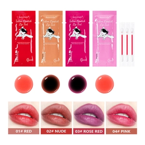 Set di lucidalabbra a bastoncino di cotone impermeabile con 4 colori opachi a lunga durata