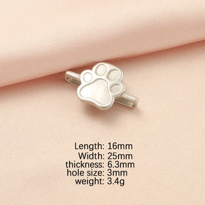 Silver dog paw metal charm for smartwatch bands with exact size and weight details