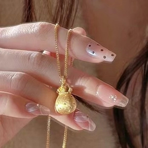 Glückstasche Anhänger Halskette Kupfer Zirkon Matt Vergoldet Retro Schlüsselbein Kette Schmuck Für Frauen