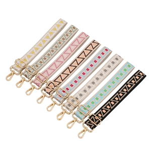 Adjustable woven colorful shoulder straps for handbags with golden metal buckles