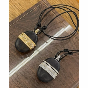 Ethnic retro long sweater necklace with wood leather water bottle pendant in gold and silver