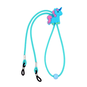 Dettaglio del cordino per occhiali unicorno azzurro per bambini con cursore regolabile