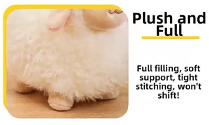 Close-up of fluffy white sheep plush showing dense stitching and soft PP cotton filling