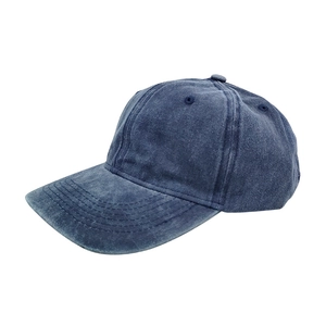 Vintage washed blue cotton baseball cap with distressed finish and adjustable soft crown