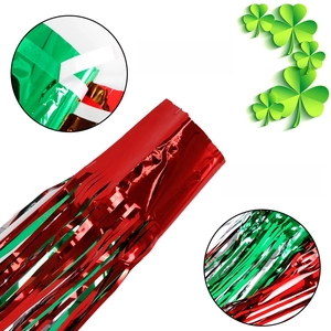 Detail of high-quality PET fringe curtain with self-adhesive tape for easy party setup