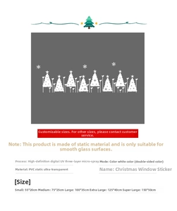Size guide for Christmas Santa sleigh and reindeer static PVC glass window stickers