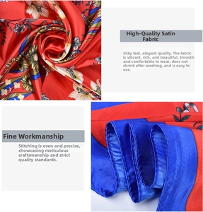 Detail showing high-quality satin fabric with floral print and rolled hem stitching