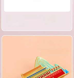 Zinc alloy Beijing Tiananmen souvenir magnet showing dimensions and electroplating details