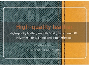 Macro detail of bicolored high-quality leather texture and precise stitching on RFID wallet