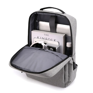 Zaino per laptop da lavoro grigio grande capacita borsa da viaggio casual con scomparti.