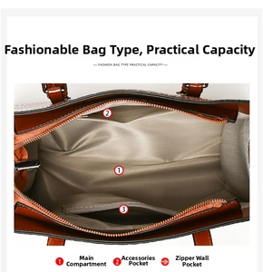 Top view showing spacious interior with zip pockets and durable lining of the handbag