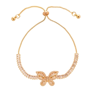 Elegante bracciale a farfalla dorata con zirconi scintillanti e chiusura regolabile