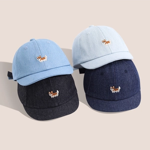 Lot de casquettes de baseball en jean pour enfants avec motifs corgi brodés