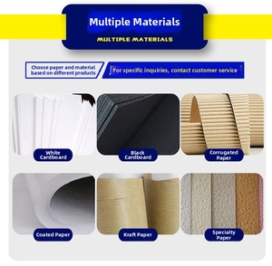 Detail showing paper types: white card, black card, corrugated, art, kraft, and specialty paper