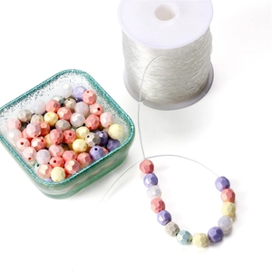 Elastic crystal bead cord with colorful faceted macaron beads for DIY jewelry making