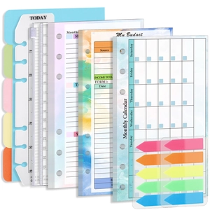 Loose Leaf Refills Monthly Calendar Budget Sheets Weekly Plan Index Stickers Ruler Zipper Bag Gradient Watercolor