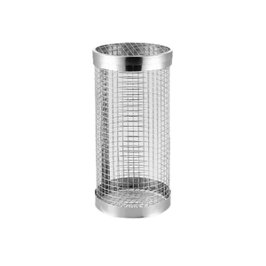 Portable stainless steel rolling BBQ grill basket with round mesh cylinder for outdoor smoking