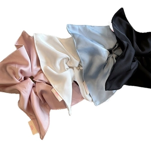 Square pleated satin scrunchies set in pink, white, blue and black colors