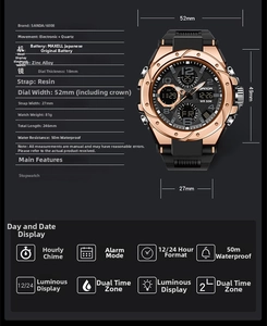 Tabella delle taglie e specifiche tecniche per l'orologio sportivo digitale SANDA